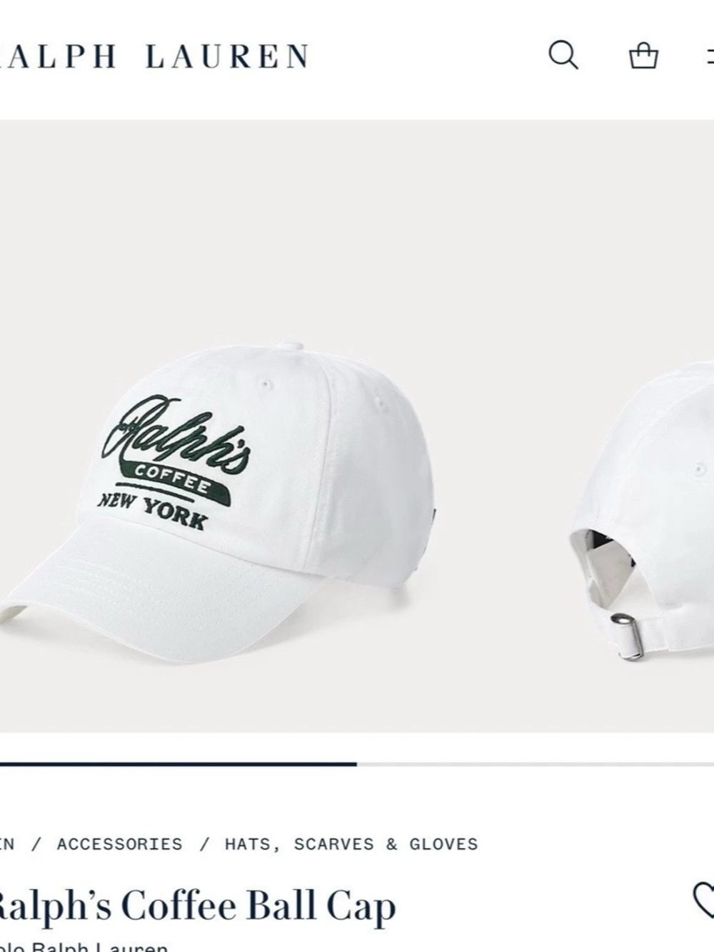 Polo Ralph Lauren Ralph's Coffee Ball Cap White
